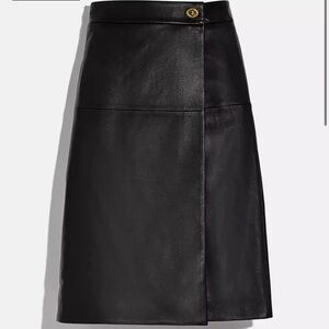 Coach Turnlock Leather Wrap Skirt